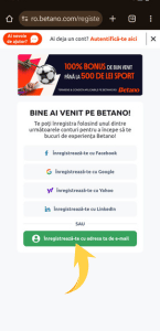 Inregistreaza-te cu adresa ta de e-mail Betano